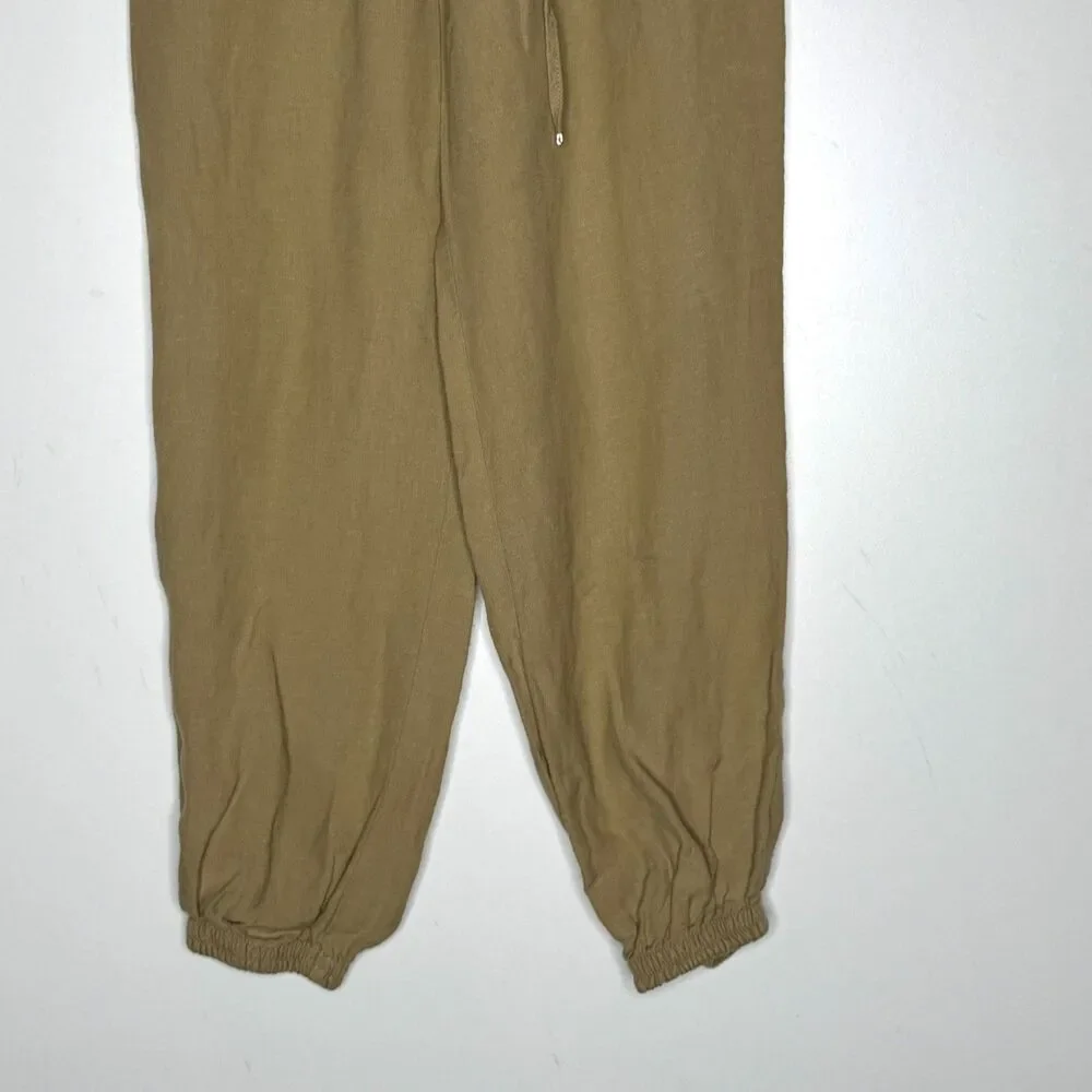 Zara Linen Blend Paperbag High Rise Jogger Pants Women's Size XS